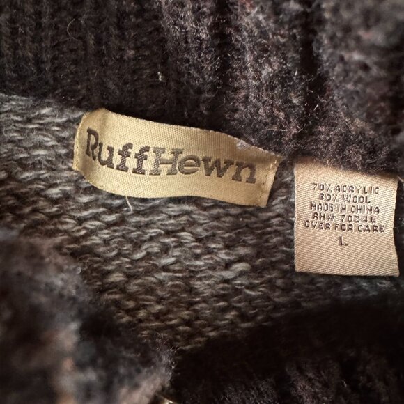 Ruff Hewn Vtg Cardigan Sweater‎ Mens L 70s Hippie Cowboy Zip Mock Neck - Picture 5 of 7